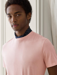 Round-neck T-shirt in Scottish yarn - Soft Pink