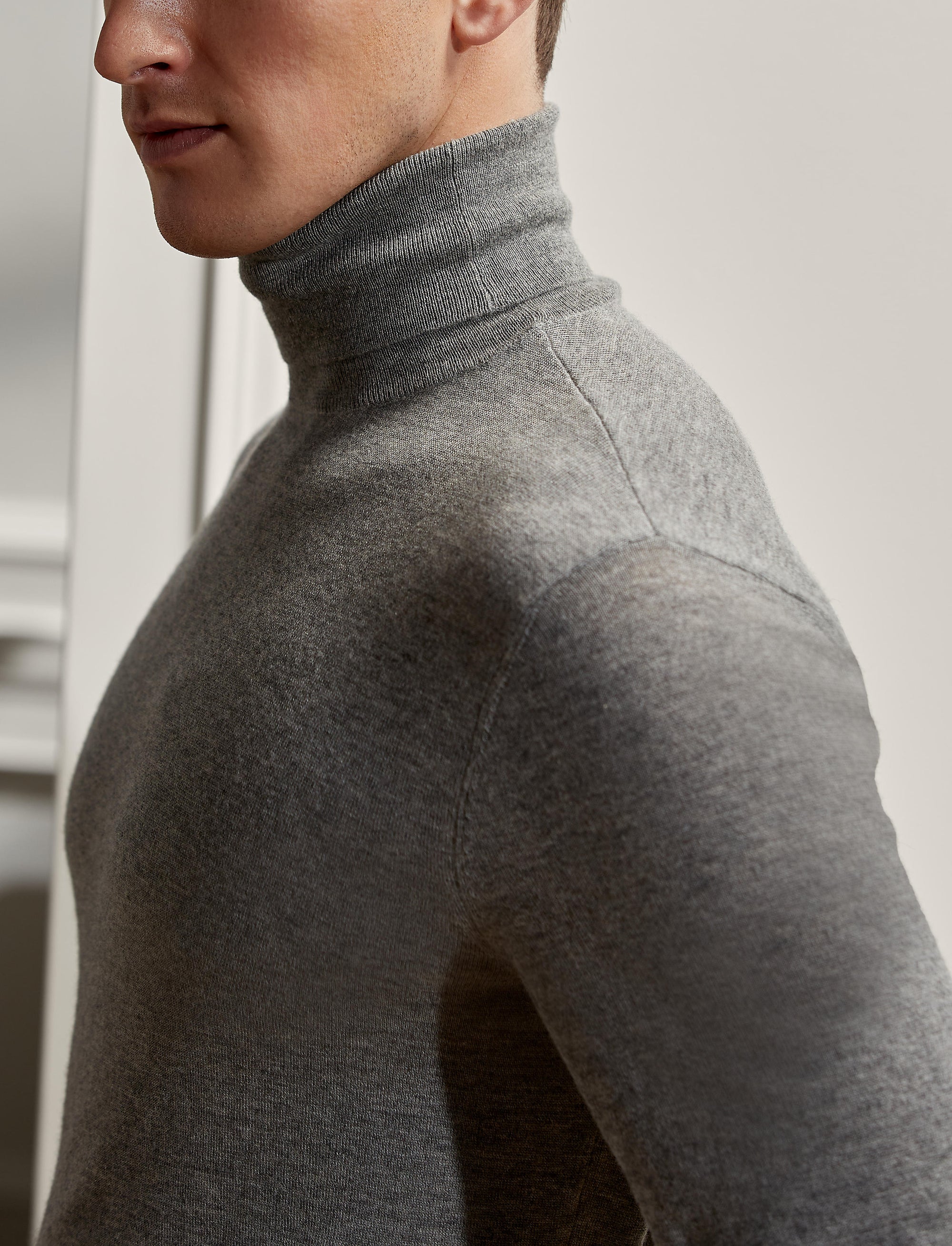 Pull col roulé en cachemire - Gris