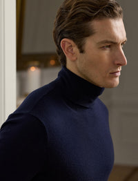 Pull à col roulé en cachemire - Classic Chairman Navy