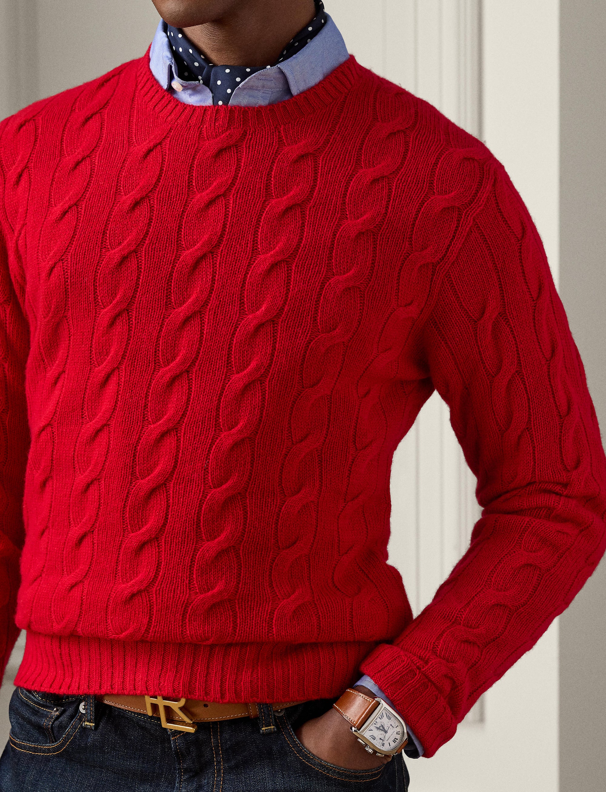 Pull en cachemire torsadé - Classic Red