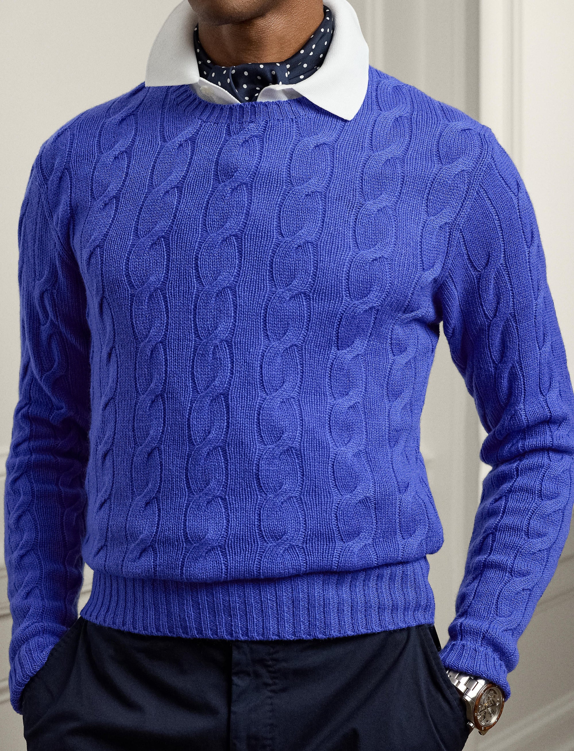 Pull en cachemire torsadé - Classic Copen Blue