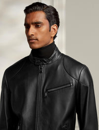 Randall biker jacket with leather zips - Black