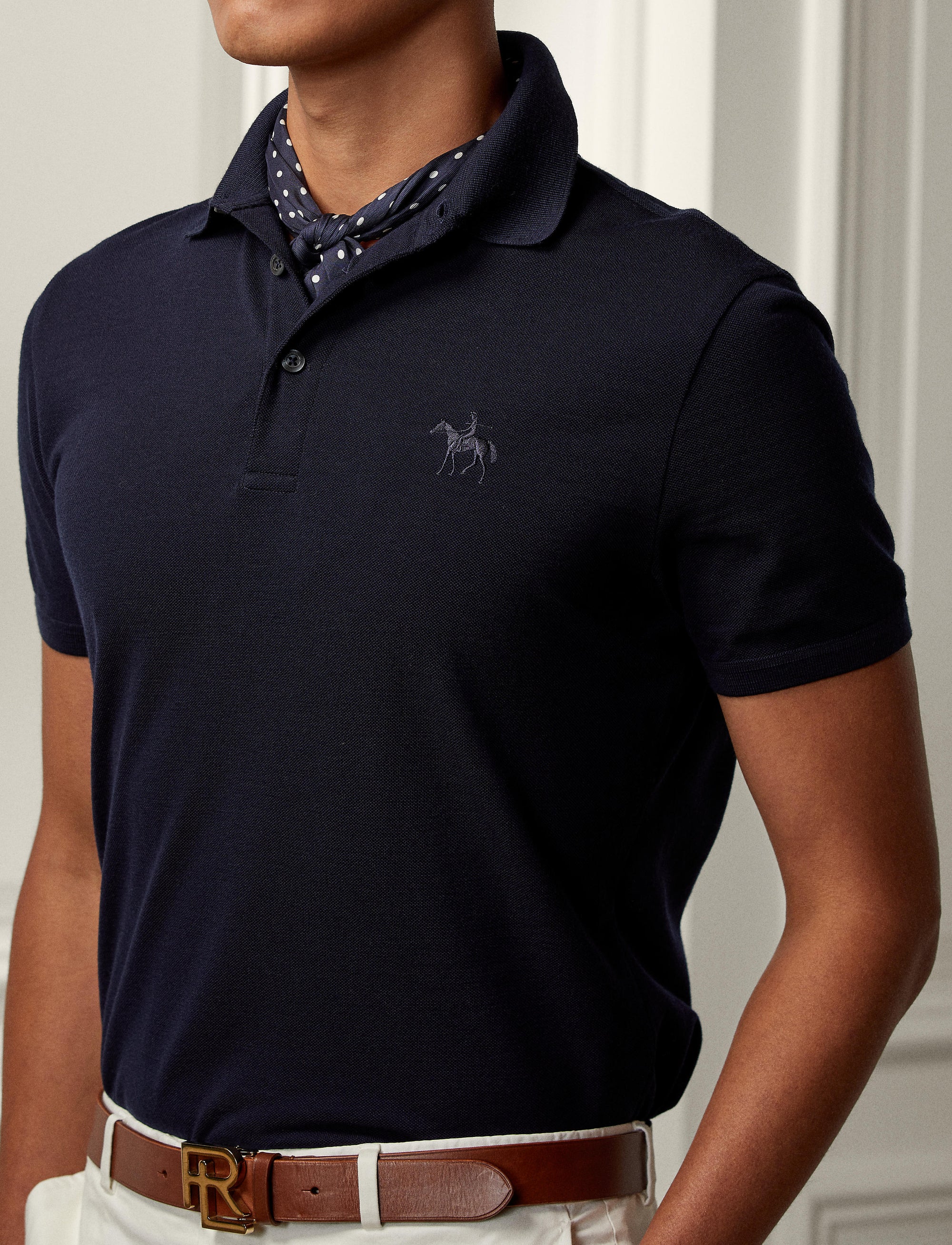 Wool pique polo shirt - Classic Chairman Navy
