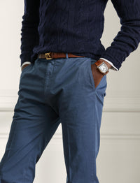 Pantalon slim en chino stretch - Light Navy