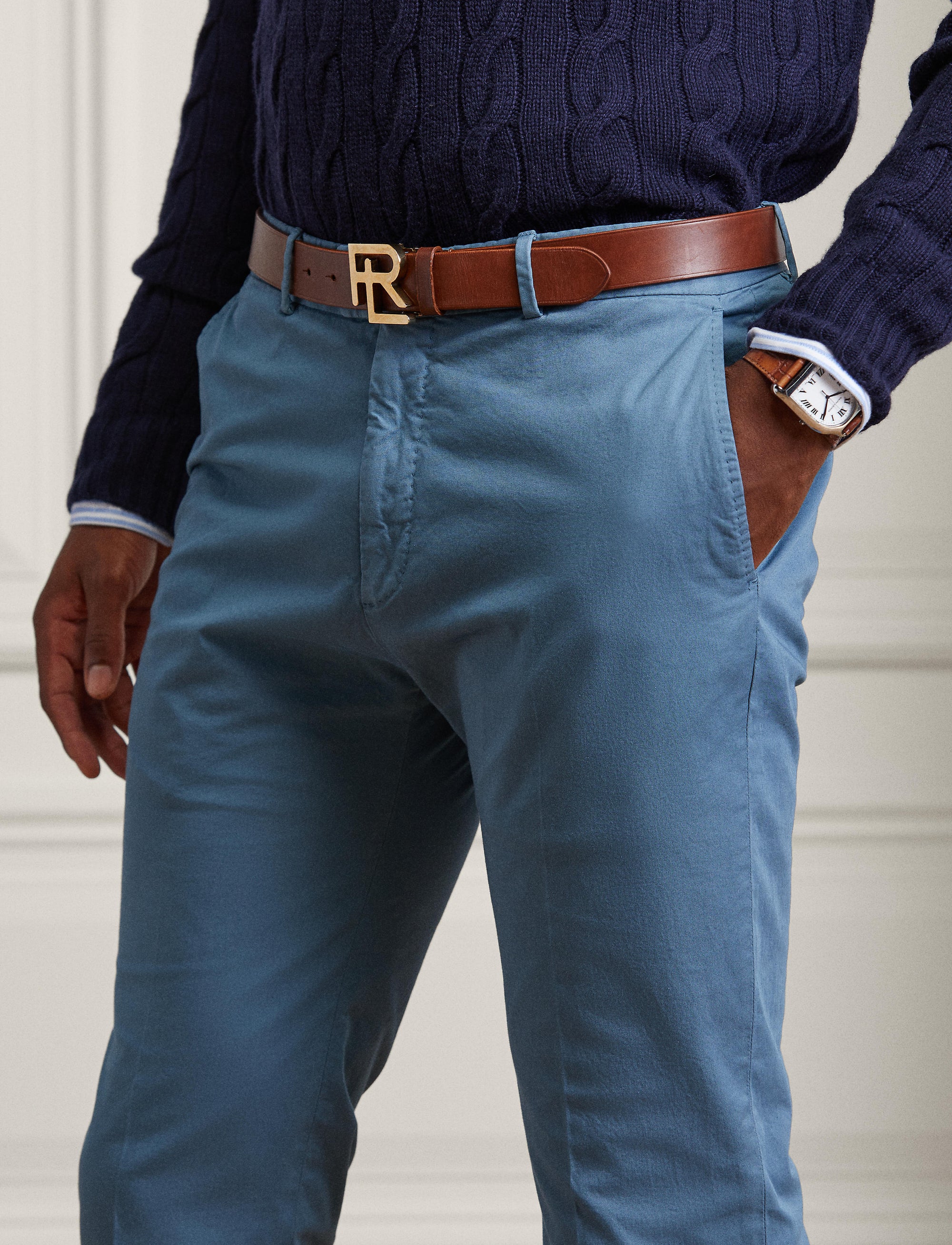 Slim-fit stretch chino trousers - Stone