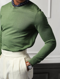 Pull col rond en soie - Sea Spray