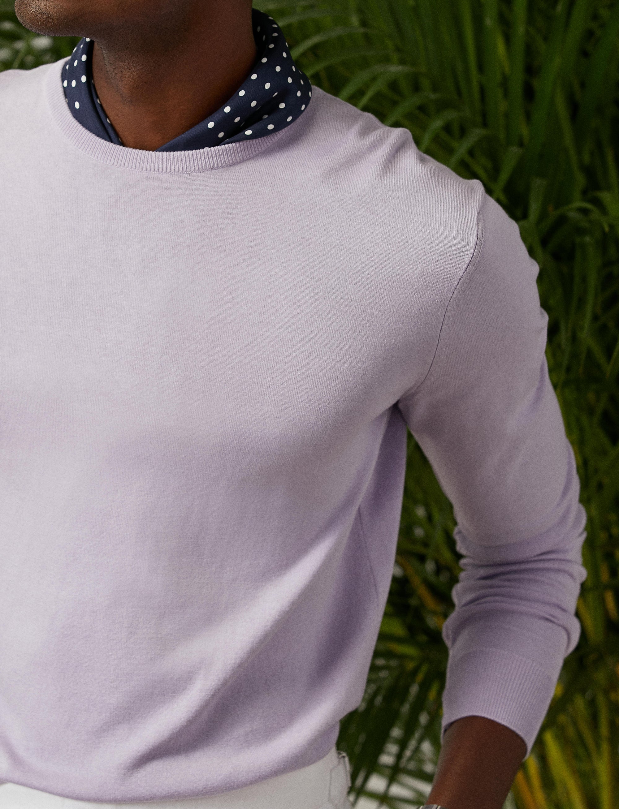 Pull col rond en coton - Lilac