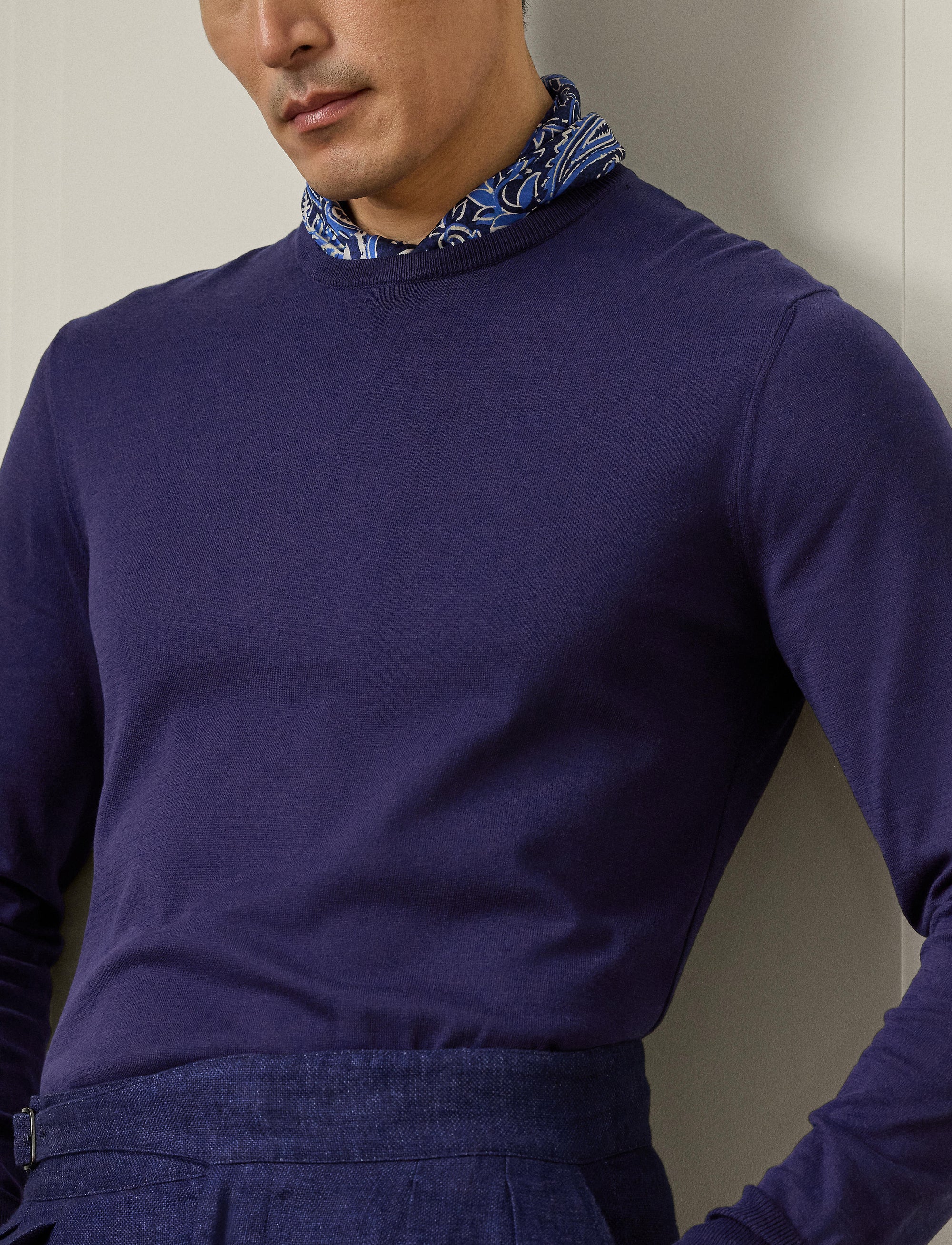 Pull col rond en coton - Spring Navy