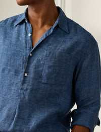 Linen dobby shirt - Dark Indigo