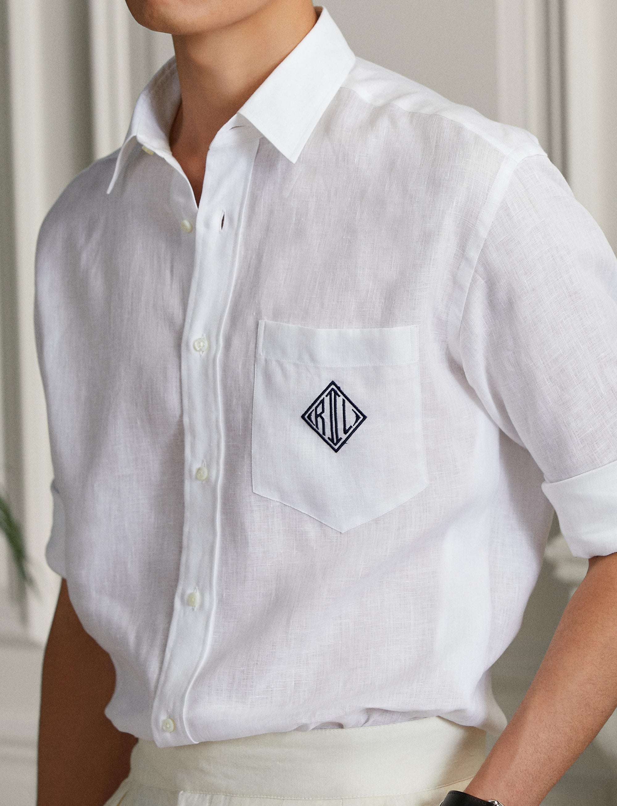Chemise à monogramme en lin - Optic White