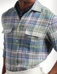 Tartan linen twill shirt - Multicolour