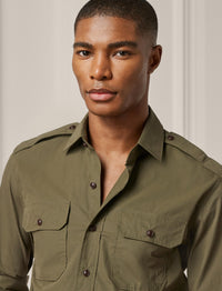 Poplin shirt - Olive Night
