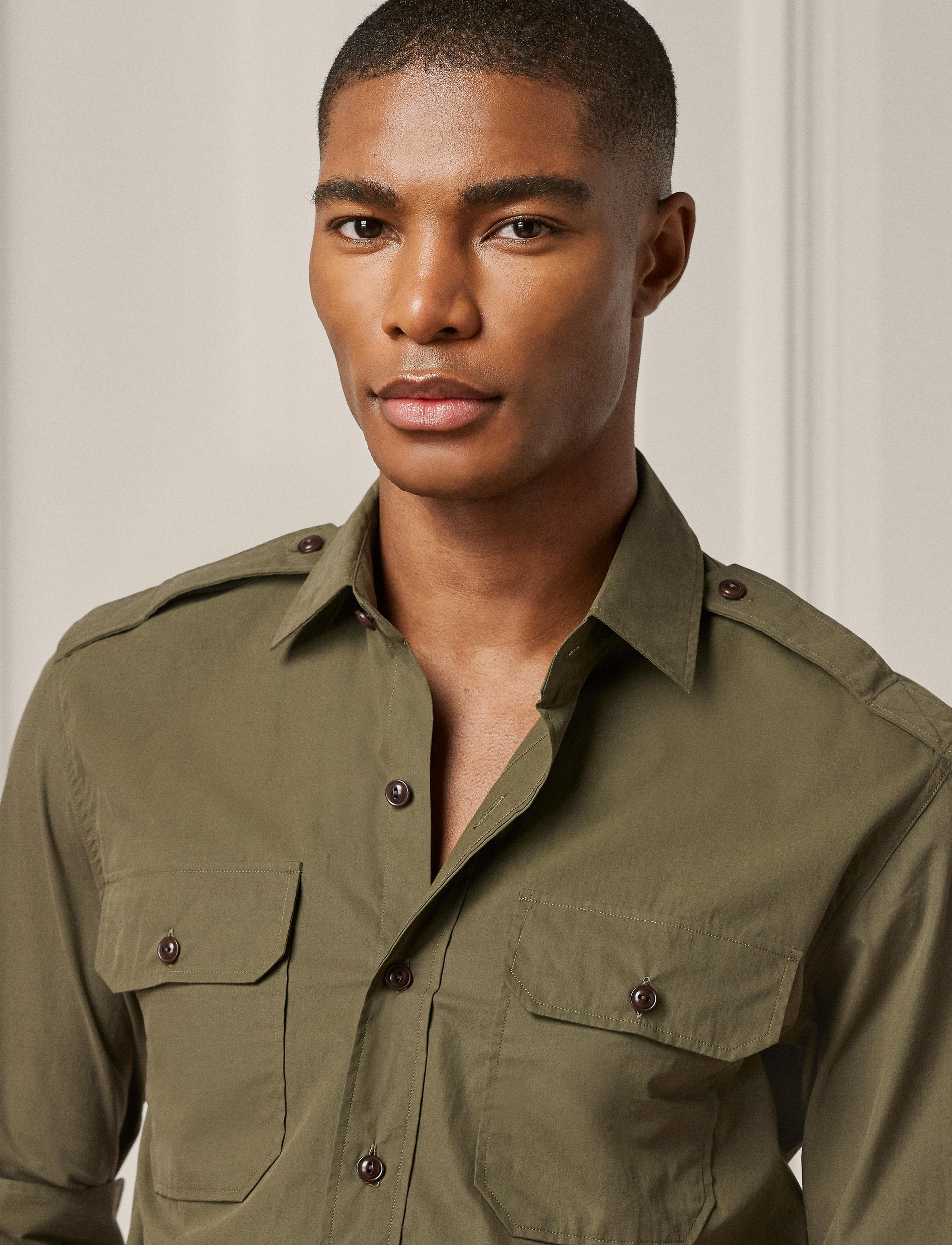 Poplin shirt - Olive Night