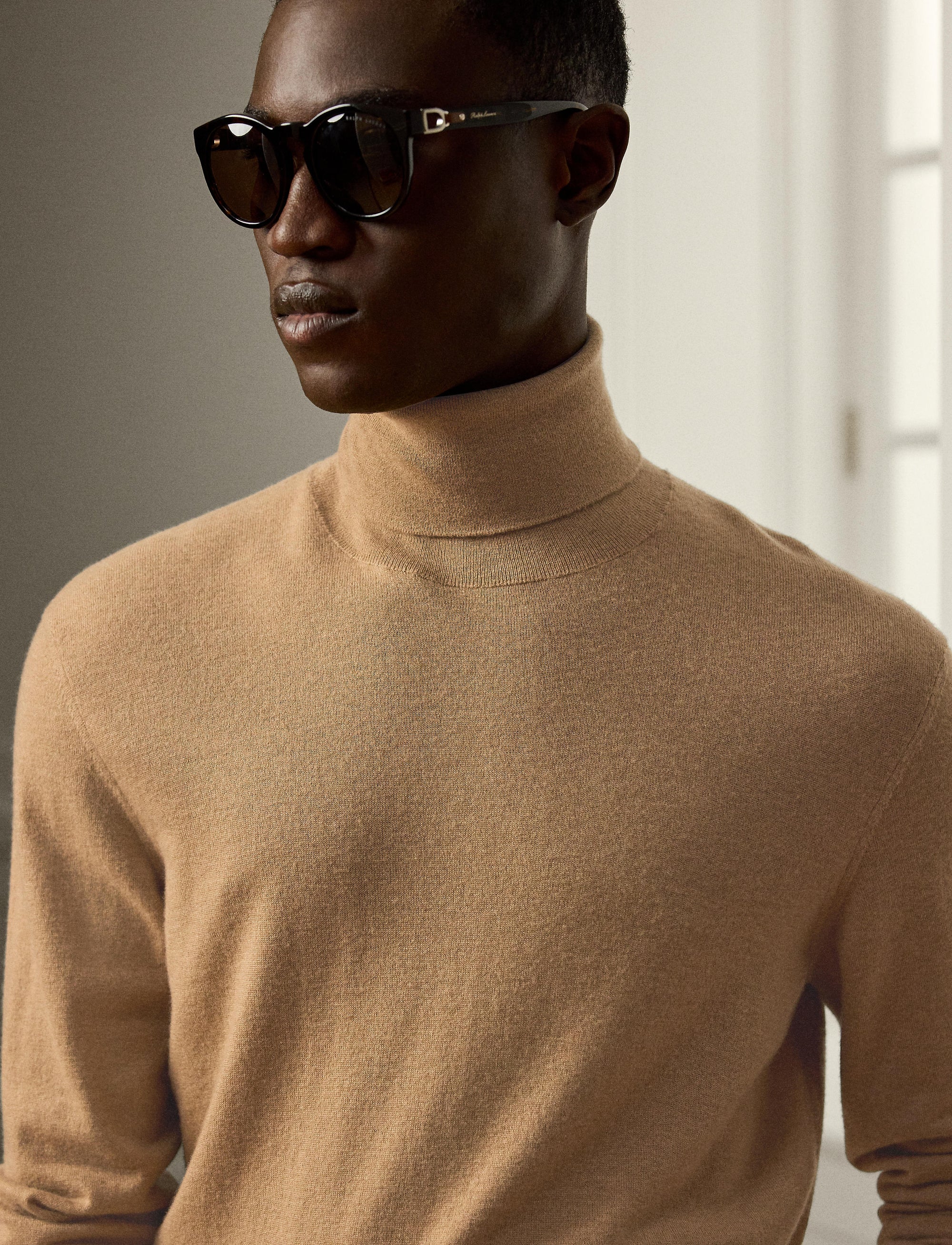 Pull à col roulé en cachemire - Camel Melange