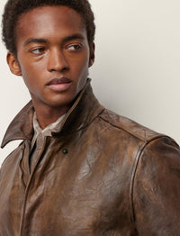Veste d'aviateur Ridley en cuir  - Vintage Brown