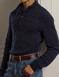 Pull torsadé à col cheminée en cachemire - Classic Chairman Navy