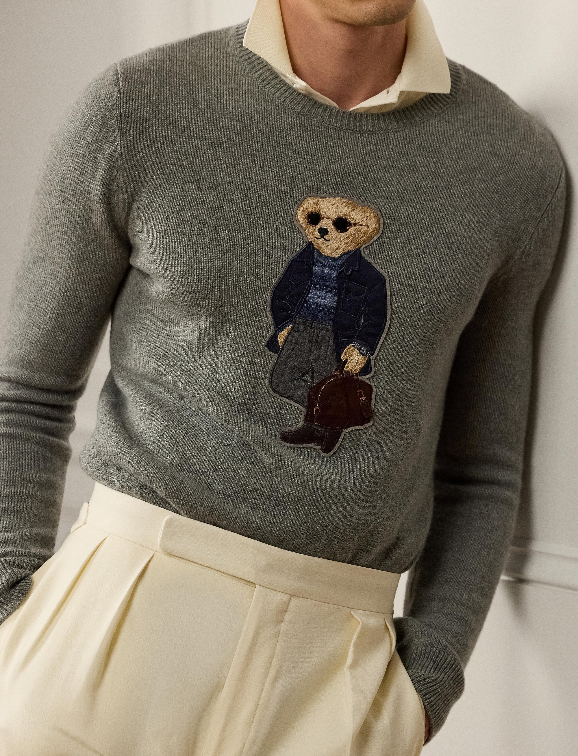 Polo Bear cashmere jumper - Cls Light Grey Heather