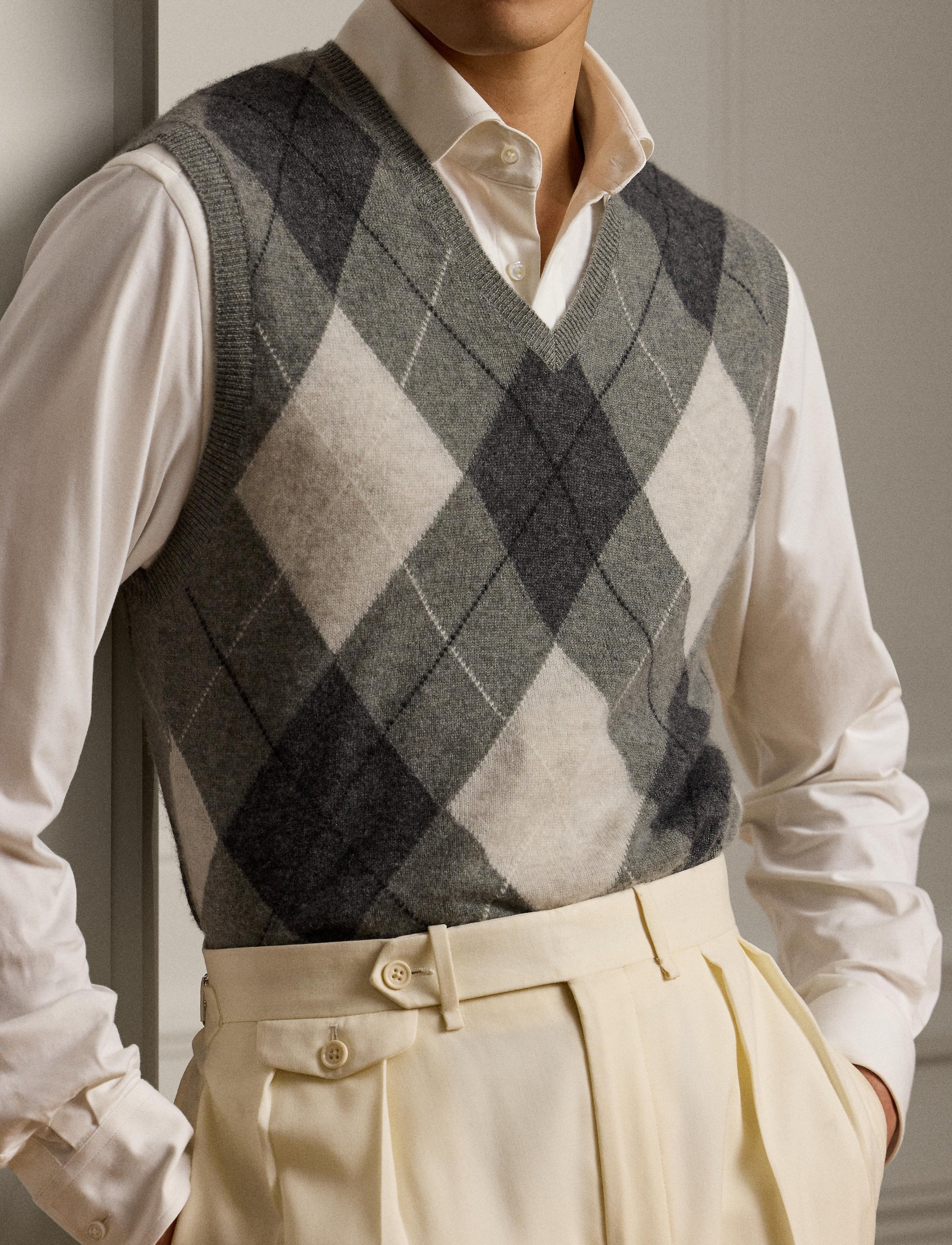 Pull débardeur en cachemire  - Light Grey Heather & Multicolore