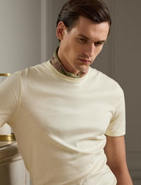 T-shirt à col rond en interlock  - Classic Cream