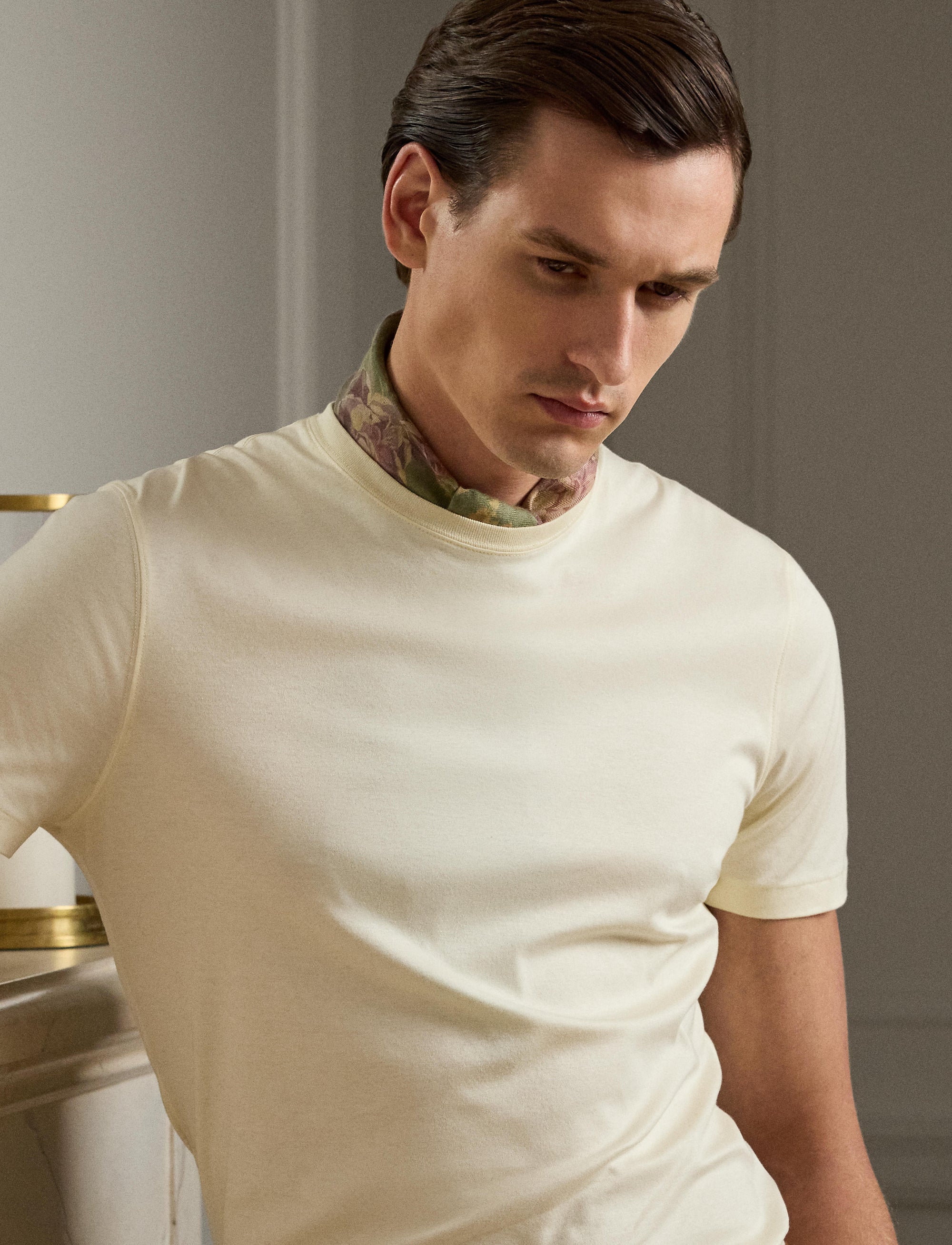 T-shirt à col rond en interlock  - Classic Cream