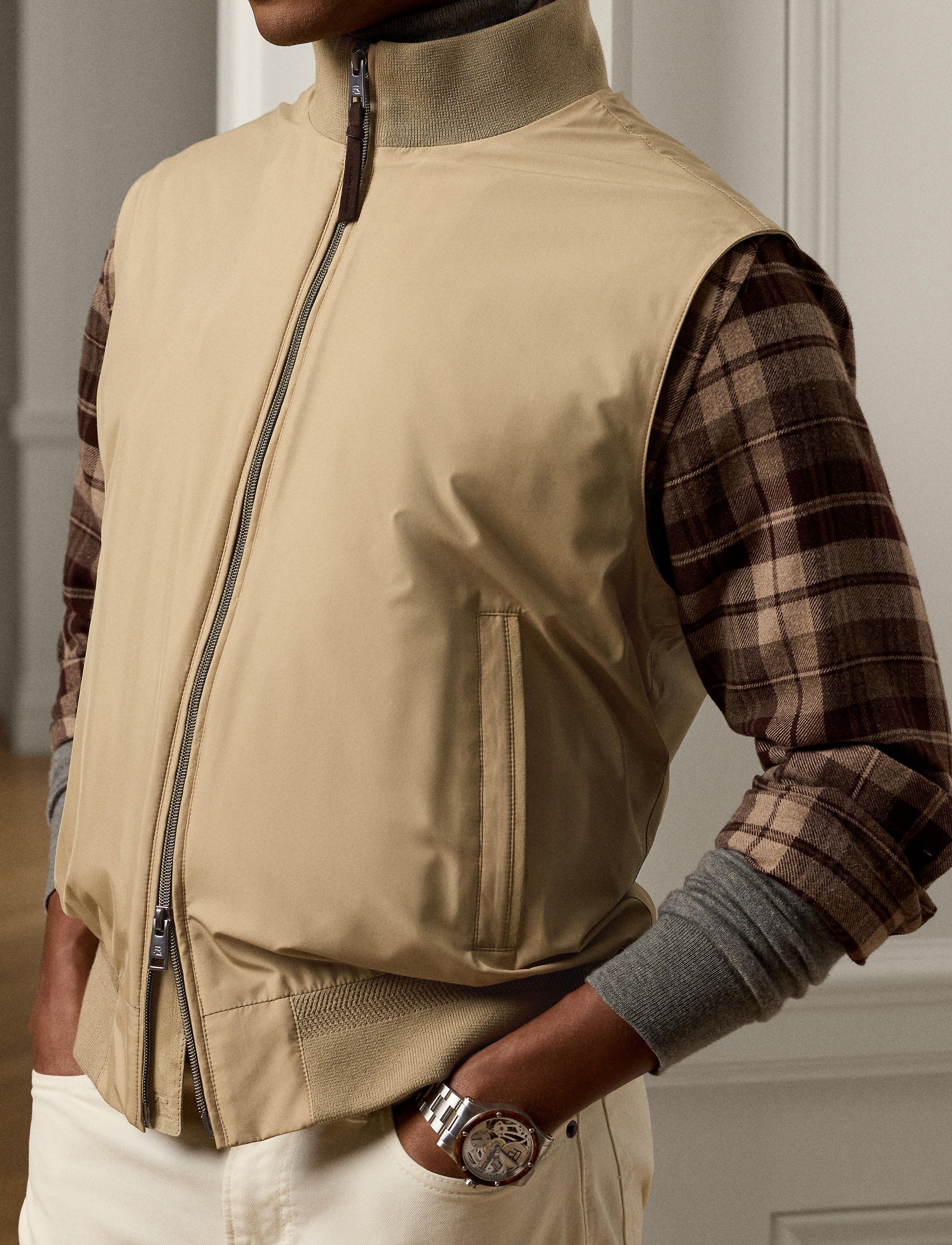 Gilet performance Walker en soie - Classic Tan