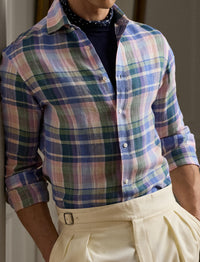 Chemise à manches longues en lin - Multicolore