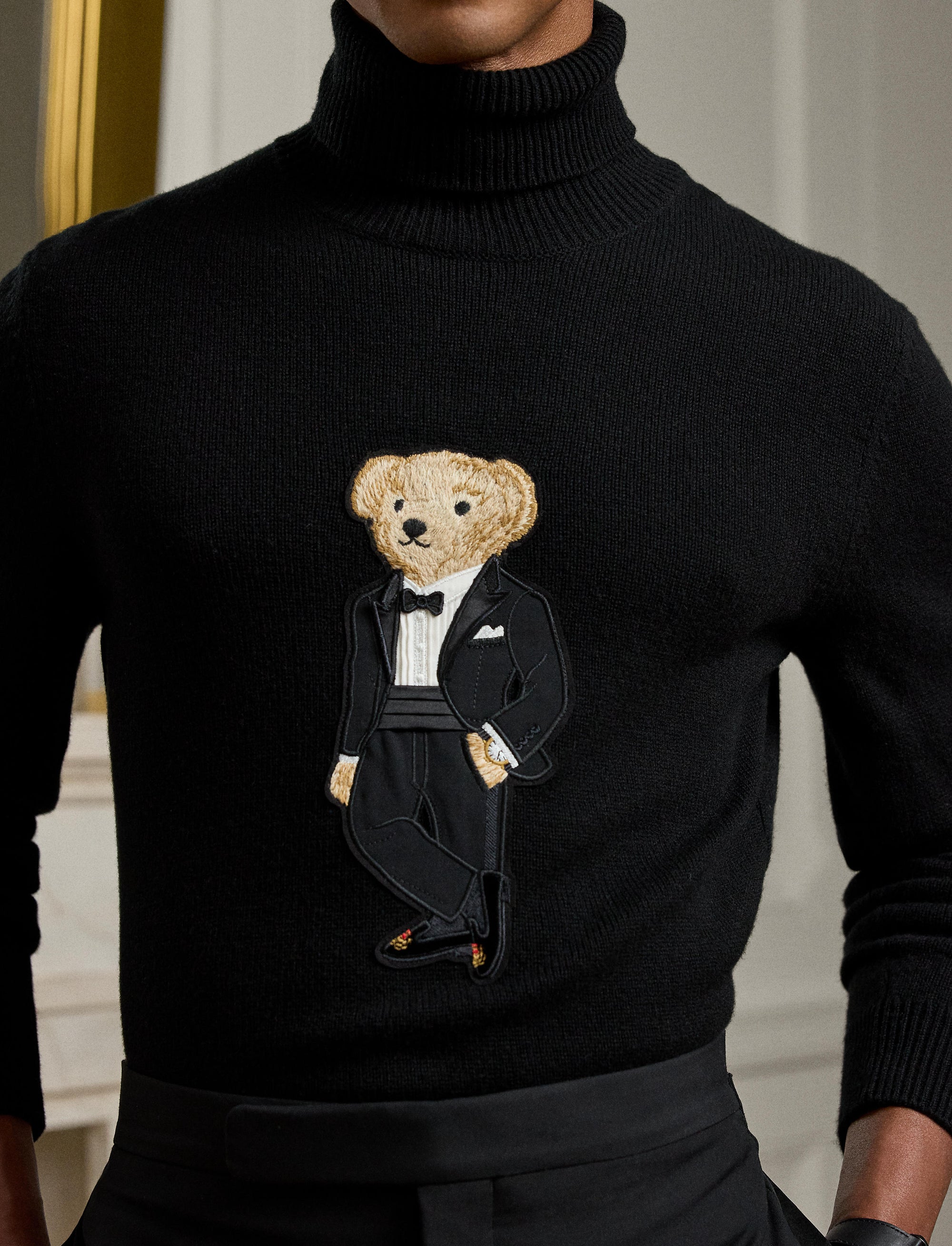 Pull col roulé Polo Bear en cachemire - Classic Black