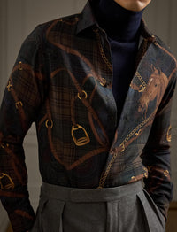 Cashmere and silk blend equestrian shirt - Multicolour
