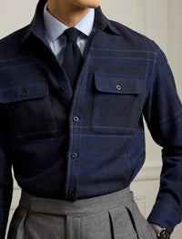 Wool tartan shirt - Navy