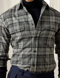 Chemise en sergé écossais - Grey Melange