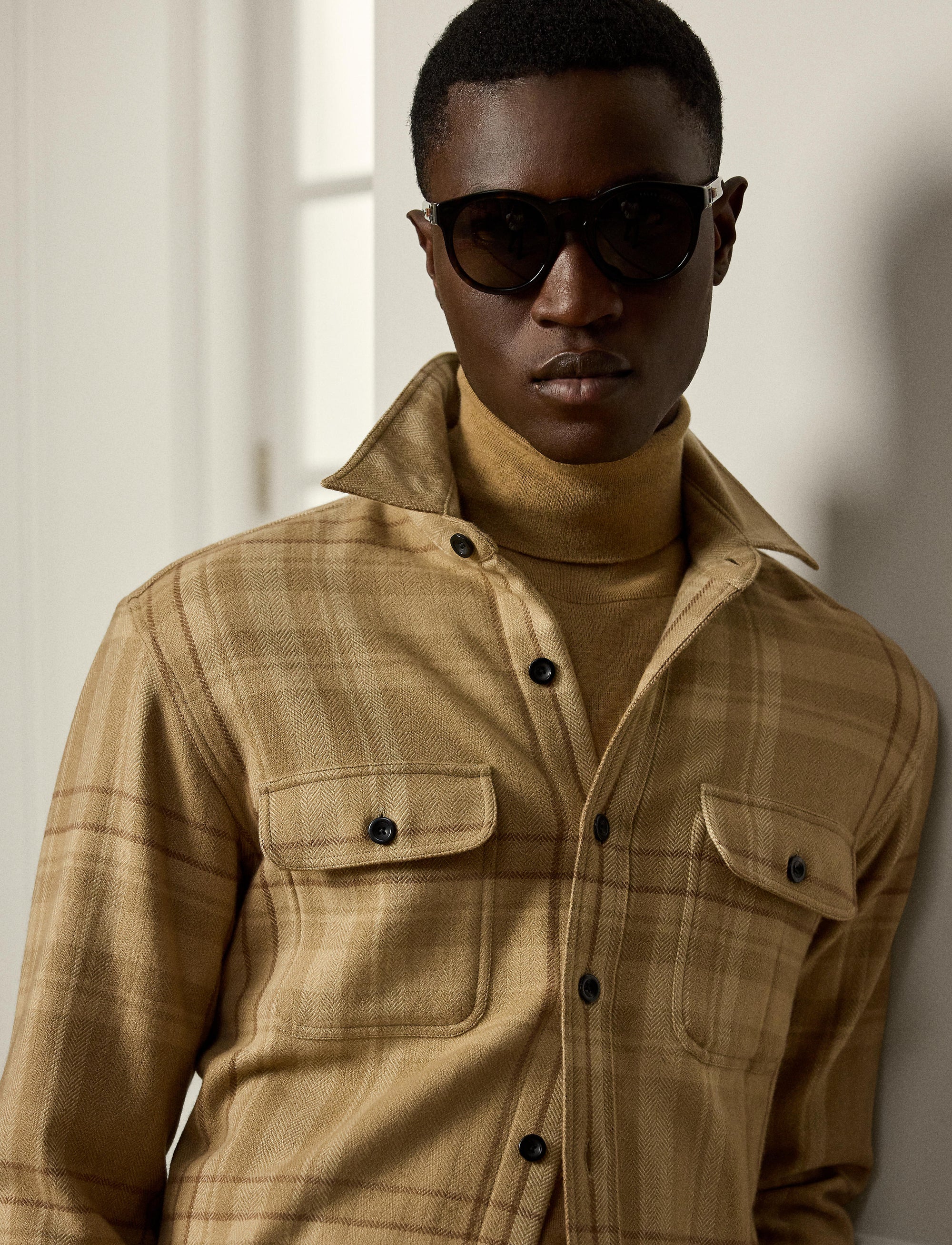 Wool tartan shirt - Camel