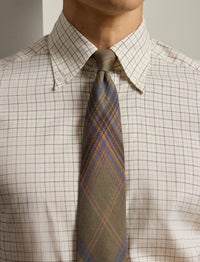 Flannel tattersall shirt - Camel, Brown & Cream