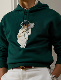 Sweat à capuche Polo Bear en molleton - Moss Agate