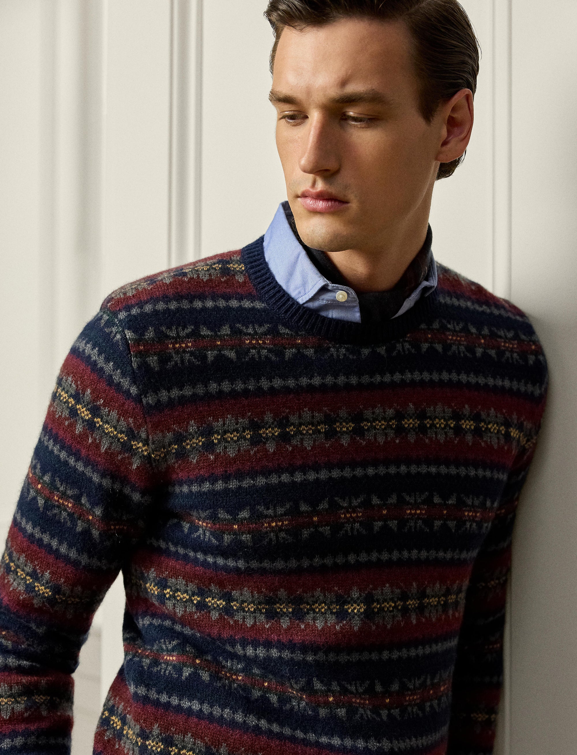 Pull Fair Isle en laine et cachemire mélangé - Equestrian Navy Mu