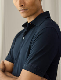 Silk pique polo shirt - Classic Chairman Navy Emb