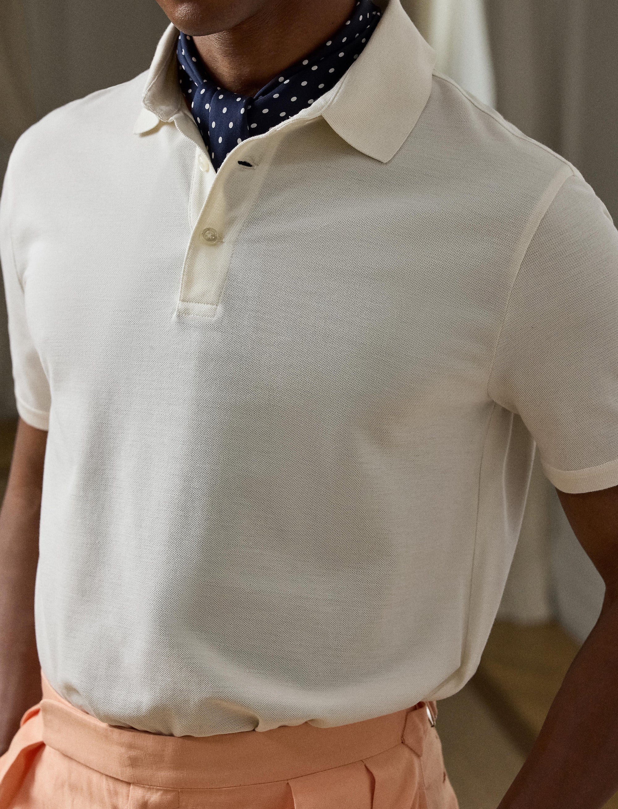 Silk piqué polo shirt - Off White