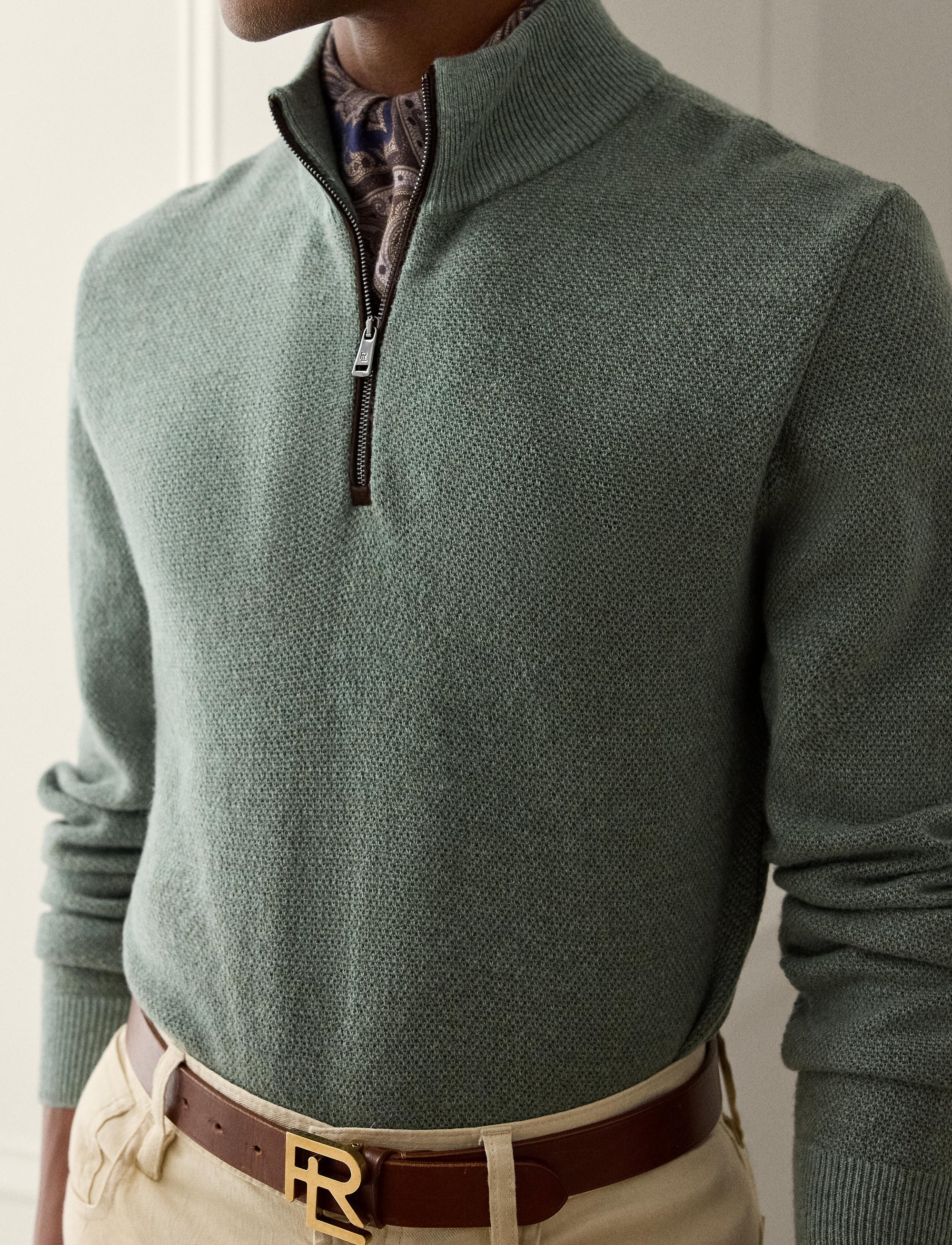 Pull demi-zippé œil-de-perdrix en cachemire - Lovett & Multicolore