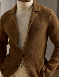 Cardigan en cachemire - Dark Camel Melange