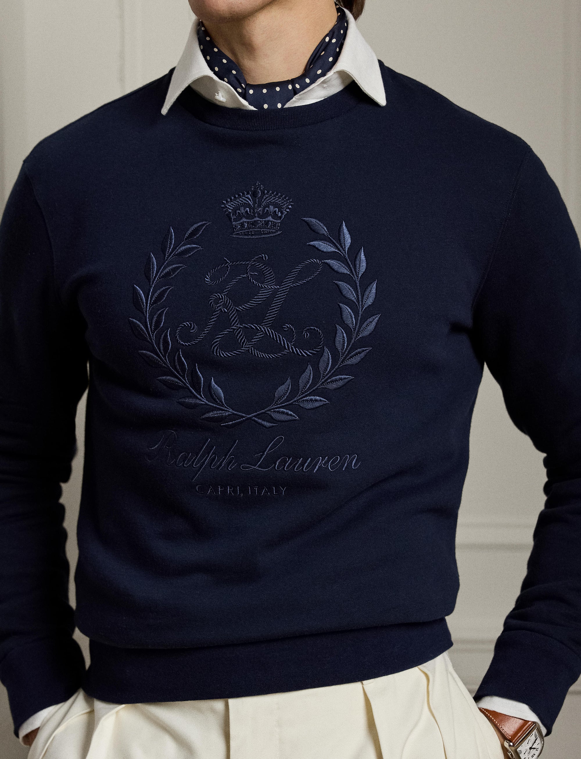 Polo shirt with embroidered fleece badge - Classic Chairman Navy