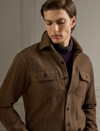 Wool and cashmere blend button-down sports shirt - Multicolour