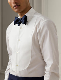 Dinner jacket shirt with piqué bib - White