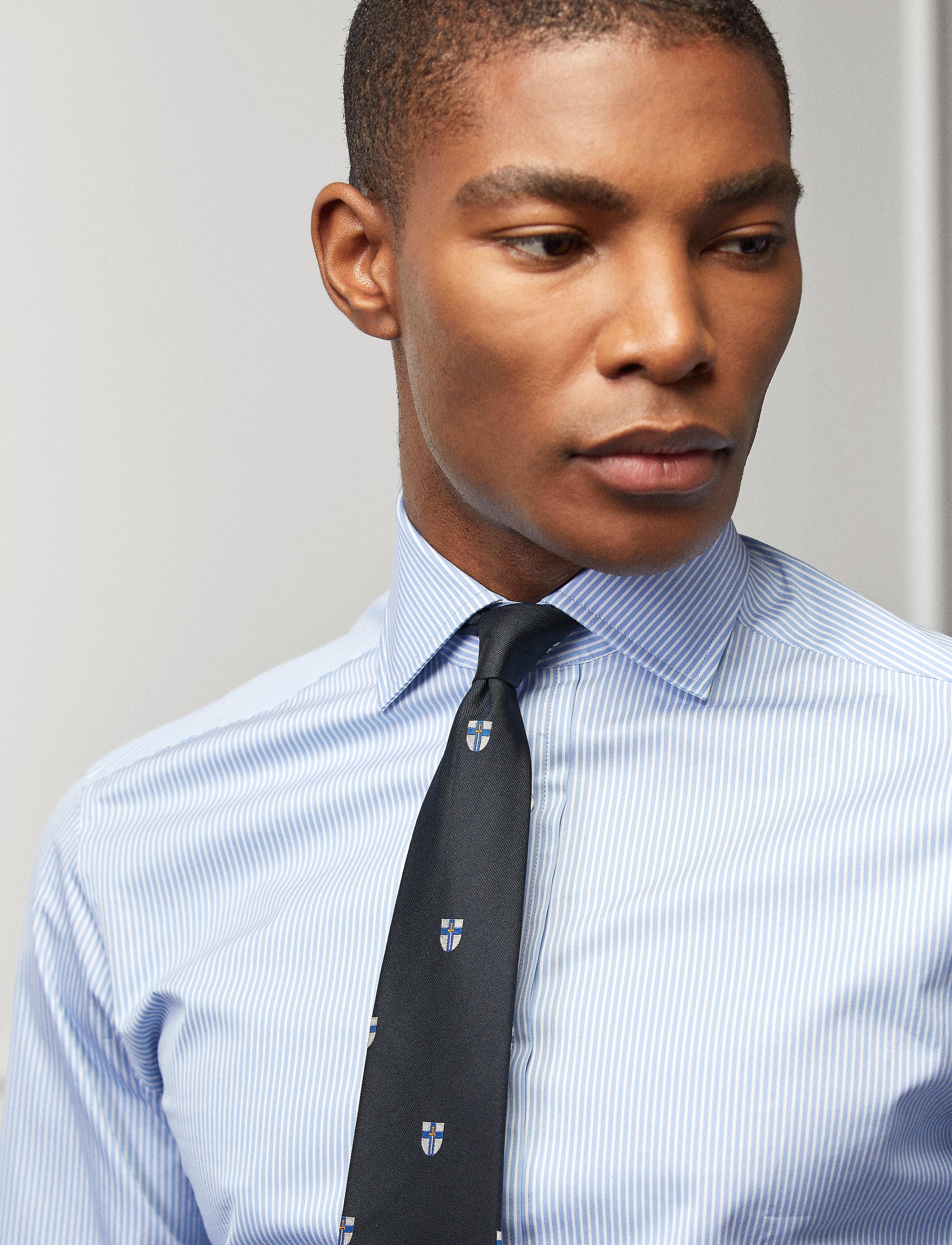 Chemise rayée en sergé infroissable - Light Blue & White