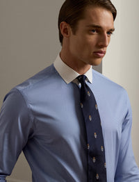 Chemise fil-à-fil avec col en popeline - Blue