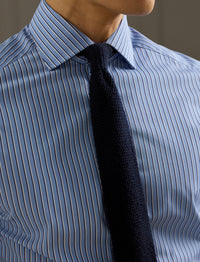 Striped poplin shirt - Light Blue & Navy