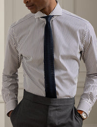 Chemise rayée en popeline - White & Navy