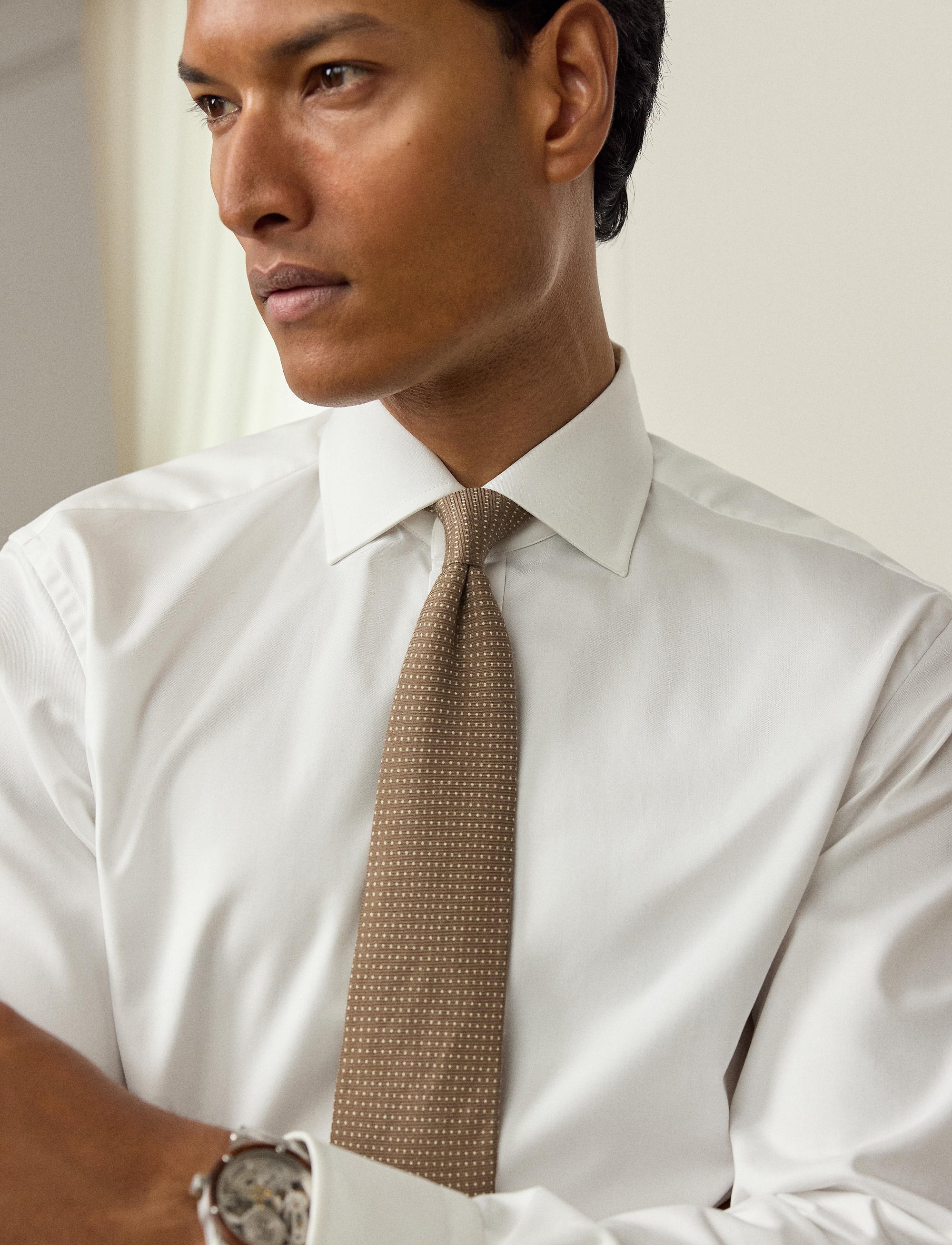 Wrinkle-resistant twill shirt - White