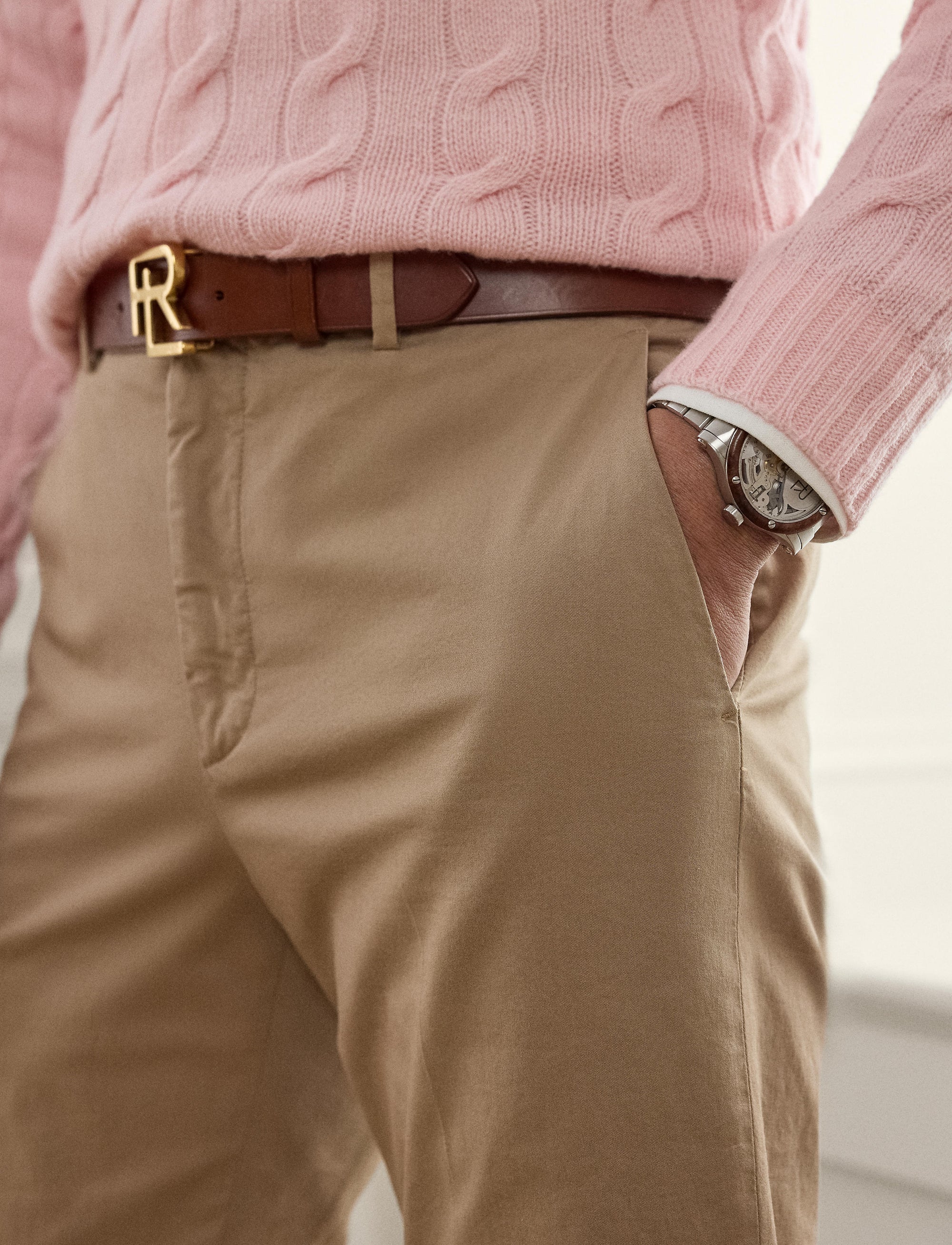 Pantalon Straight Fit en chino stretch - Khaki