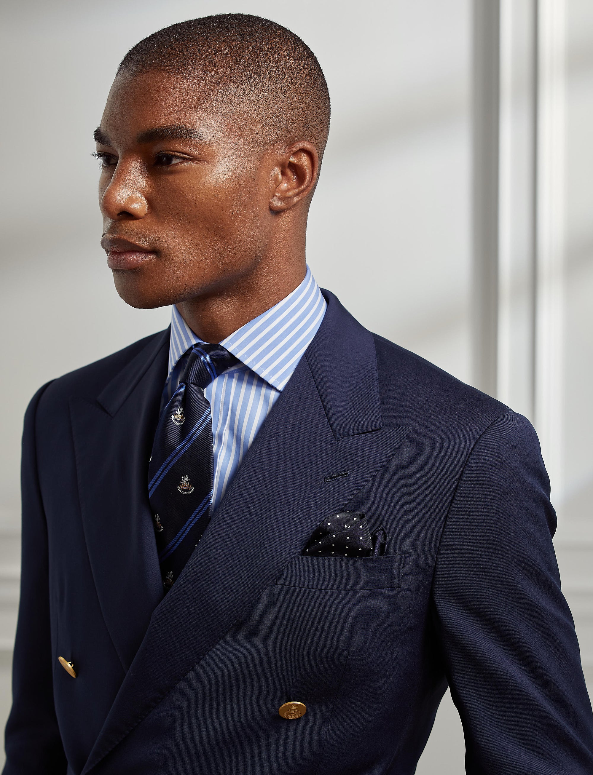 Gregory twill blazer with notched lapels - Navy