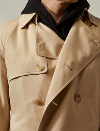 Trench-coat hydrofuge en soie - Tan