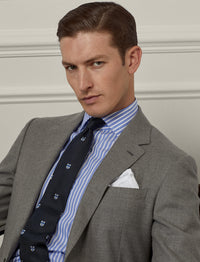 Costume Kent en flanelle de laine - Pearl Grey Melange